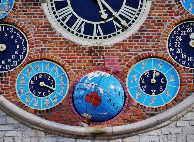 De astronomische klok van de Zimmertoren in Lier